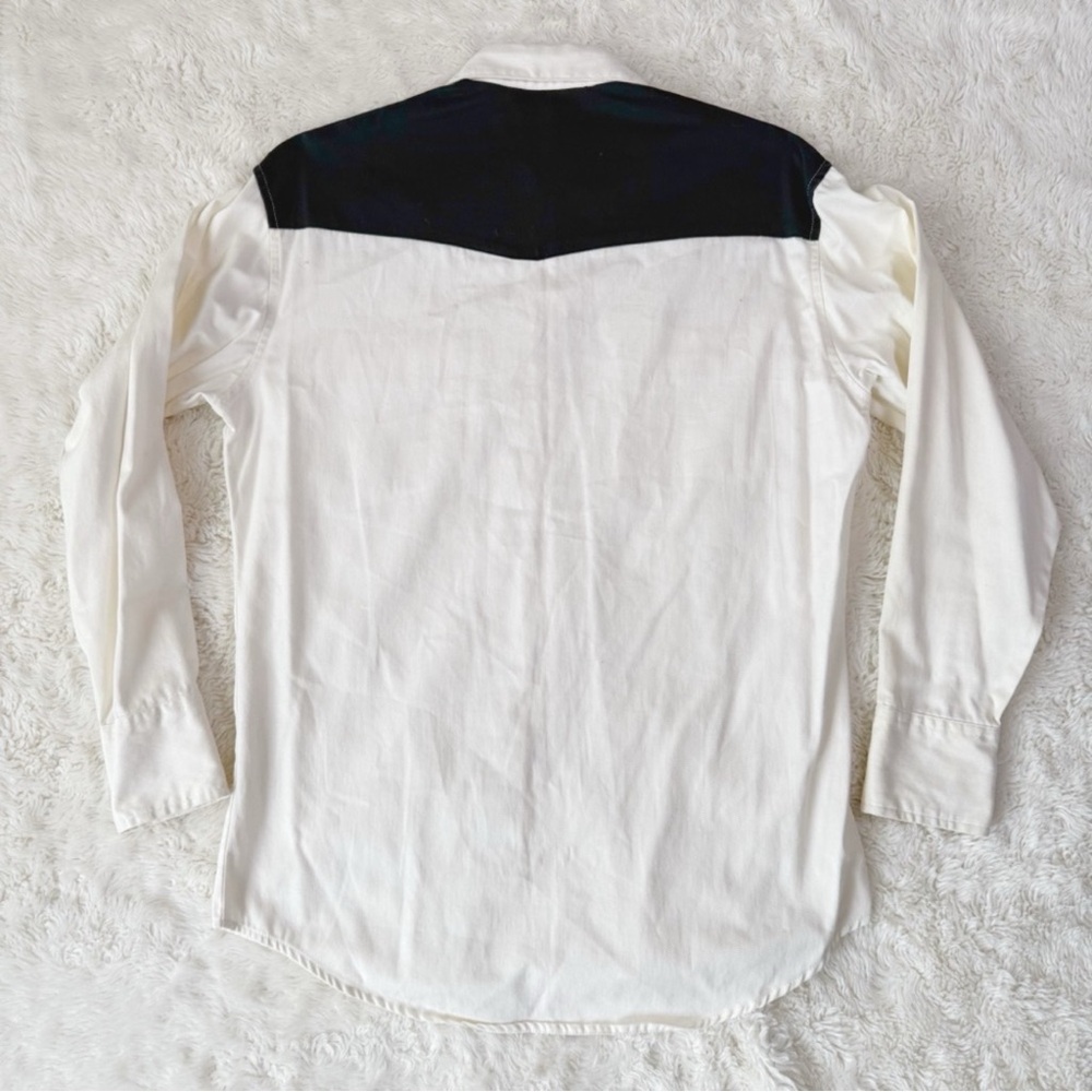 VTG Rustler Wrangler Men Western Cream Embroidery Button Down Long Sleeve MEDIUM - Picture 3 of 9